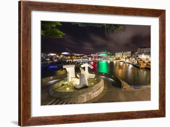 The Capital City of Wellington, Harbour at Night, North Island, New Zealand, Pacific-Michael Nolan-Framed Photographic Print