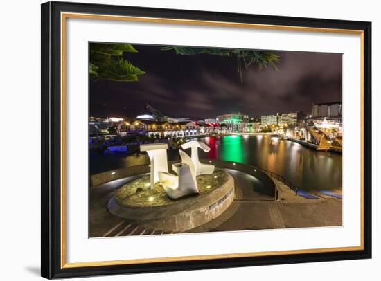 The Capital City of Wellington, Harbour at Night, North Island, New Zealand, Pacific-Michael Nolan-Framed Photographic Print