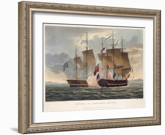 The Capture of Chesapeake, June 1st 1813, engraved by Bailey for J. Jenkins's 'Naval Achievements'-Thomas Whitcombe-Framed Giclee Print