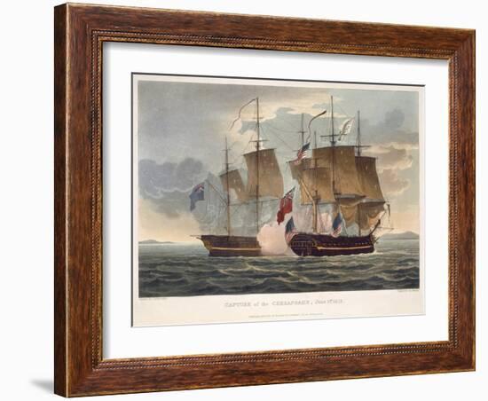 The Capture of Chesapeake, June 1st 1813, engraved by Bailey for J. Jenkins's 'Naval Achievements'-Thomas Whitcombe-Framed Giclee Print