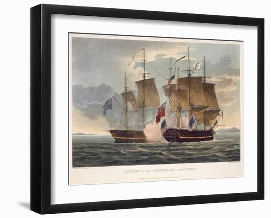 The Capture of Chesapeake, June 1st 1813, engraved by Bailey for J. Jenkins's 'Naval Achievements'-Thomas Whitcombe-Framed Giclee Print