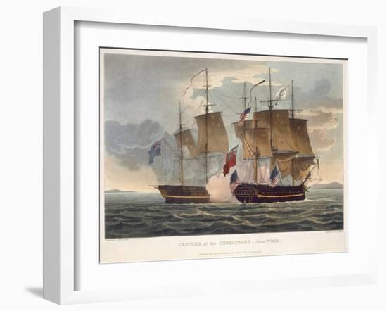 The Capture of Chesapeake, June 1st 1813, engraved by Bailey for J. Jenkins's 'Naval Achievements'-Thomas Whitcombe-Framed Giclee Print