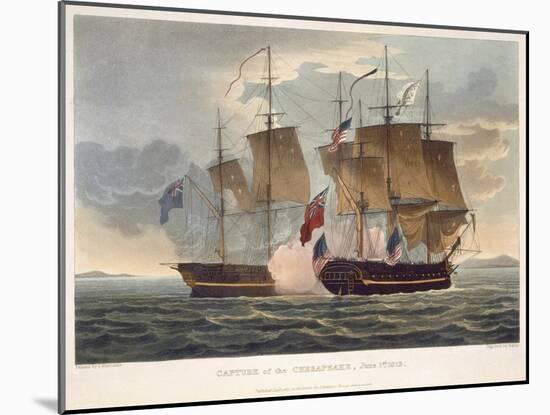 The Capture of Chesapeake, June 1st 1813, engraved by Bailey for J. Jenkins's 'Naval Achievements'-Thomas Whitcombe-Mounted Giclee Print