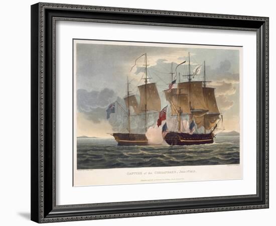 The Capture of Chesapeake, June 1st 1813, engraved by Bailey for J. Jenkins's 'Naval Achievements'-Thomas Whitcombe-Framed Giclee Print