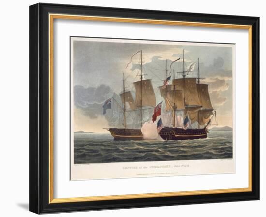The Capture of Chesapeake, June 1st 1813, engraved by Bailey for J. Jenkins's 'Naval Achievements'-Thomas Whitcombe-Framed Giclee Print