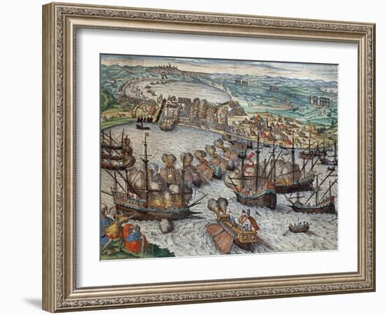 The Capture of La Goulette and Tunis by Charles V, 1535-Franz Hogenberg-Framed Giclee Print