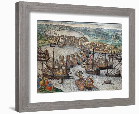 The Capture of La Goulette and Tunis by Charles V, 1535-Franz Hogenberg-Framed Giclee Print