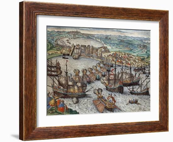 The Capture of La Goulette and Tunis by Charles V, 1535-Franz Hogenberg-Framed Giclee Print