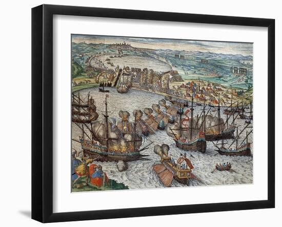 The Capture of La Goulette and Tunis by Charles V, 1535-Franz Hogenberg-Framed Giclee Print