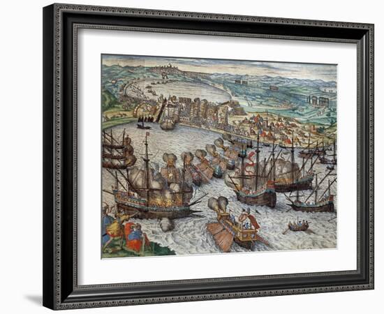 The Capture of La Goulette and Tunis by Charles V, 1535-Franz Hogenberg-Framed Giclee Print