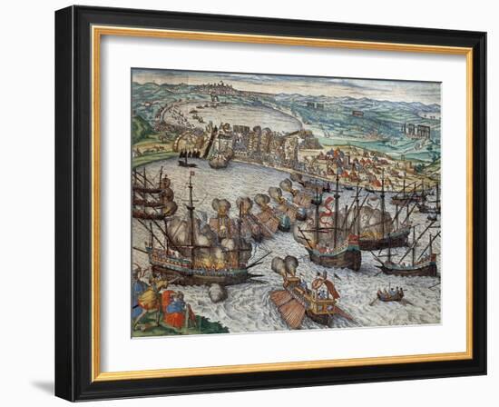 The Capture of La Goulette and Tunis by Charles V, 1535-Franz Hogenberg-Framed Giclee Print