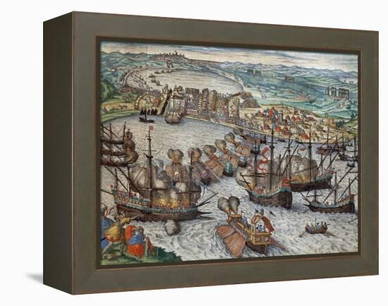 The Capture of La Goulette and Tunis by Charles V, 1535-Franz Hogenberg-Framed Premier Image Canvas