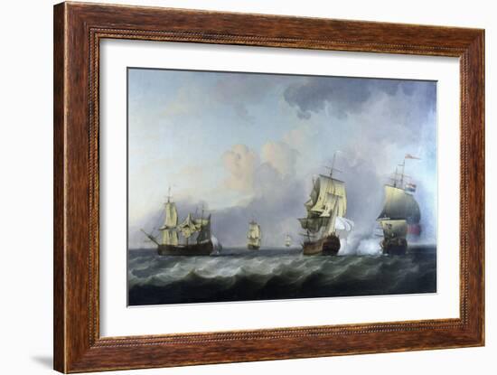 The Capture of the French Merchant Ships 'La Marquise D'antin' and 'Louis Erasme' Returning from Li-Charles Brooking-Framed Giclee Print