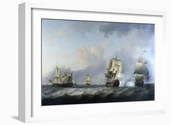 The Capture of the French Merchant Ships 'La Marquise D'antin' and 'Louis Erasme' Returning from Li-Charles Brooking-Framed Giclee Print