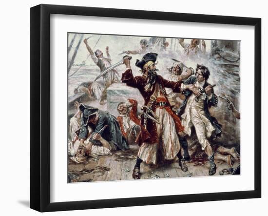 The Capture of the Pirate Blackbeard, 1718 (Detail)-Jean Leon Gerome Ferris-Framed Giclee Print