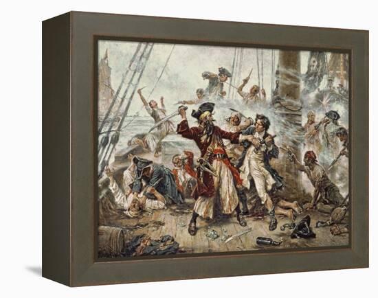 The Capture of the Pirate Blackbeard, 1718-Jean Leon Gerome Ferris-Framed Premier Image Canvas