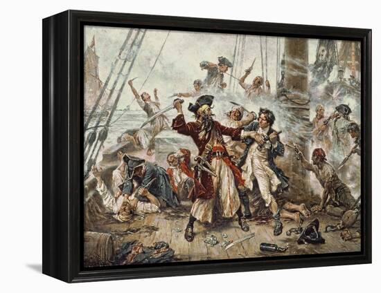 The Capture of the Pirate Blackbeard, 1718-Jean Leon Gerome Ferris-Framed Premier Image Canvas