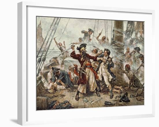 The Capture of the Pirate Blackbeard, 1718-Jean Leon Gerome Ferris-Framed Giclee Print