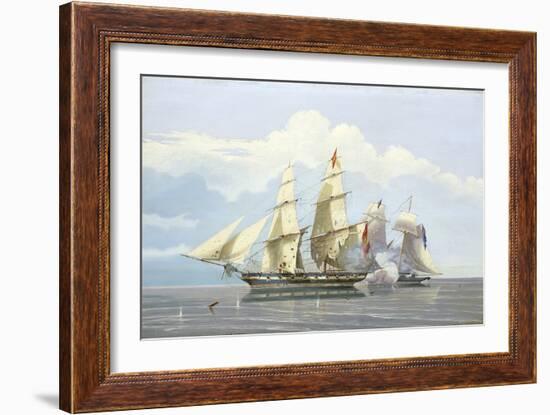 'The Capture of the Spanish Slave Trading Ship 'Formidable' by HMS 'Buzzard', December 17, 1834 Off-William John Huggins-Framed Giclee Print