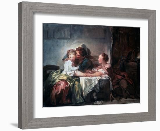 The Captured Kiss, Late 18th Century-Jean-Honore Fragonard-Framed Giclee Print