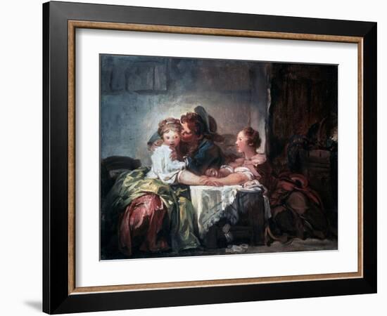 The Captured Kiss, Late 18th Century-Jean-Honore Fragonard-Framed Giclee Print