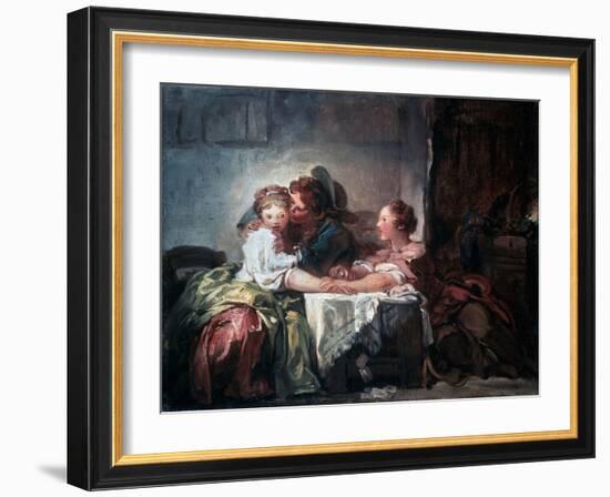 The Captured Kiss, Late 18th Century-Jean-Honore Fragonard-Framed Giclee Print