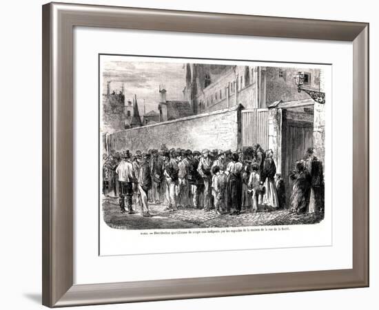 The Capuchins of Rue De La Sante Distributing the Daily Soup to the Poor, from "Le Monde Illustre"-null-Framed Giclee Print