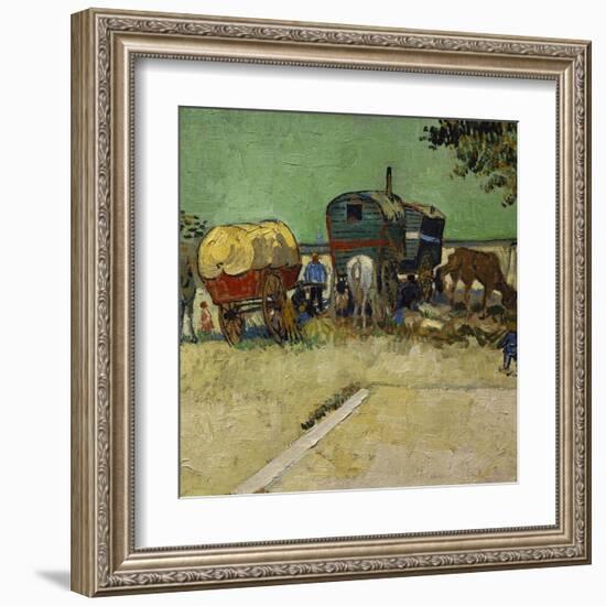 The Caravans, Gypsy Encampment Near Arles, 1888-Vincent van Gogh-Framed Art Print