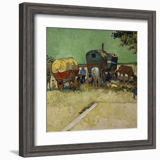 The Caravans, Gypsy Encampment Near Arles, 1888-Vincent van Gogh-Framed Art Print