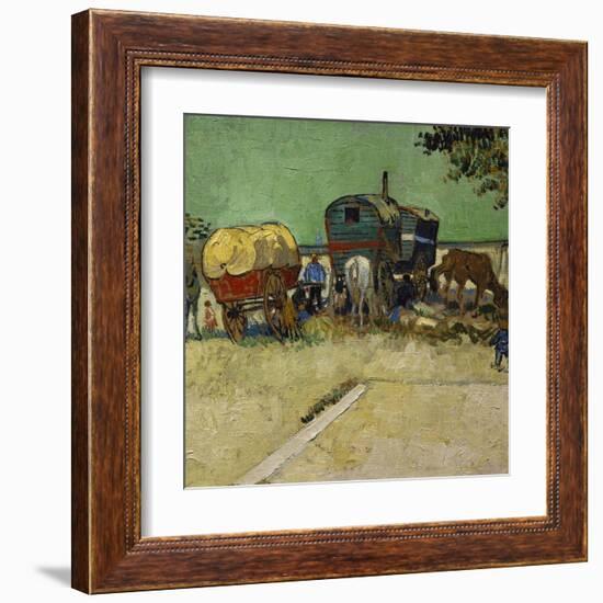 The Caravans, Gypsy Encampment Near Arles, 1888-Vincent van Gogh-Framed Art Print