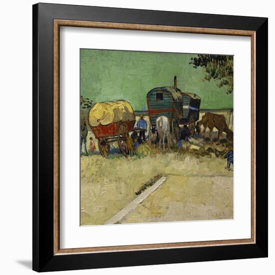 The Caravans, Gypsy Encampment Near Arles, 1888-Vincent van Gogh-Framed Art Print