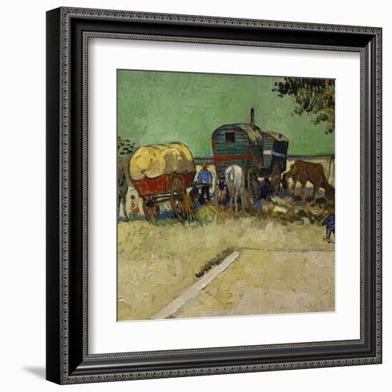 The Caravans, Gypsy Encampment Near Arles, 1888-Vincent van Gogh-Framed Art Print