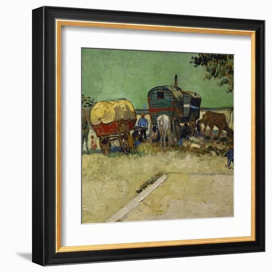 The Caravans, Gypsy Encampment Near Arles, 1888-Vincent van Gogh-Framed Art Print