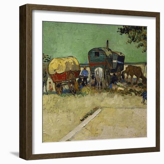 The Caravans, Gypsy Encampment Near Arles, 1888-Vincent van Gogh-Framed Art Print