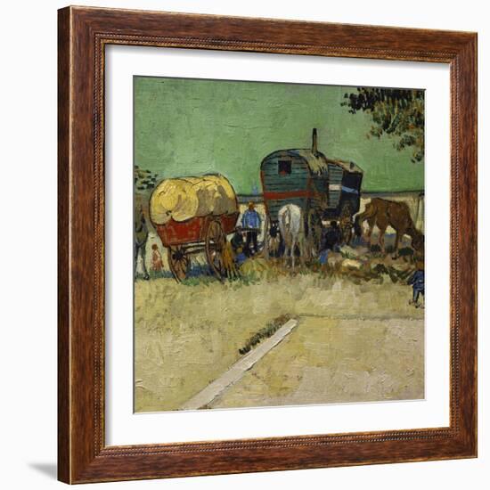 The Caravans, Gypsy Encampment Near Arles, 1888-Vincent van Gogh-Framed Art Print