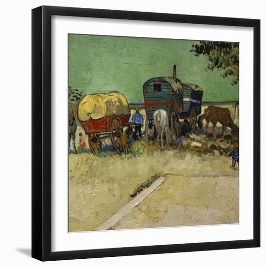 The Caravans, Gypsy Encampment Near Arles, 1888-Vincent van Gogh-Framed Art Print