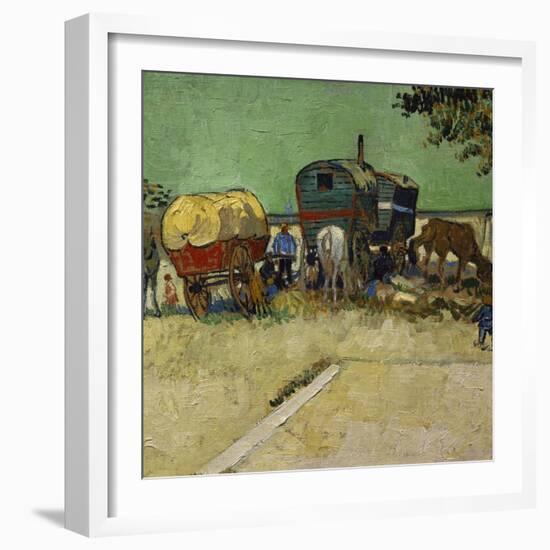 The Caravans, Gypsy Encampment Near Arles, 1888-Vincent van Gogh-Framed Art Print