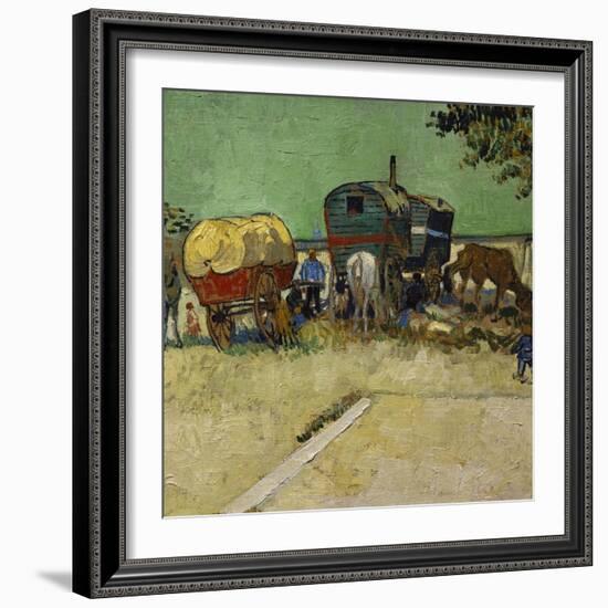 The Caravans, Gypsy Encampment Near Arles, 1888-Vincent van Gogh-Framed Art Print