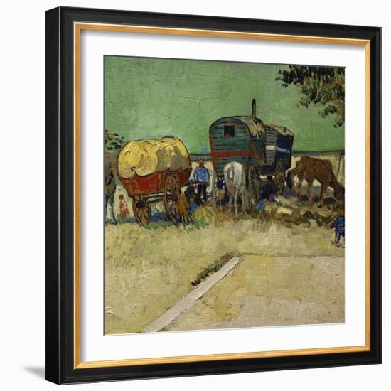 The Caravans, Gypsy Encampment Near Arles, 1888-Vincent van Gogh-Framed Art Print