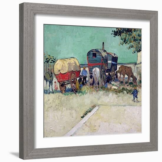 The Caravans, Gypsy Encampment Near Arles, 1888-Vincent van Gogh-Framed Giclee Print