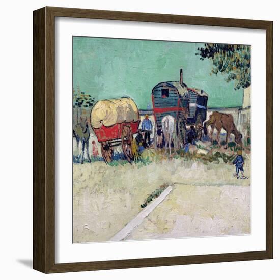 The Caravans, Gypsy Encampment Near Arles, 1888-Vincent van Gogh-Framed Giclee Print