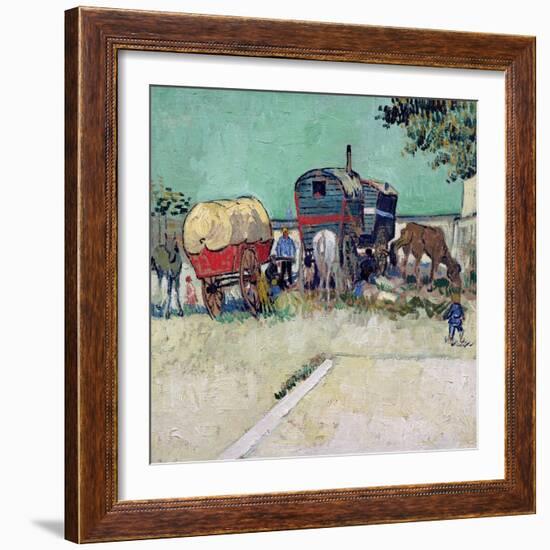 The Caravans, Gypsy Encampment Near Arles, 1888-Vincent van Gogh-Framed Giclee Print