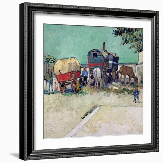 The Caravans, Gypsy Encampment Near Arles, 1888-Vincent van Gogh-Framed Giclee Print