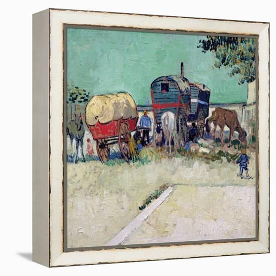 The Caravans, Gypsy Encampment Near Arles, 1888-Vincent van Gogh-Framed Premier Image Canvas
