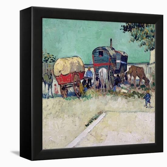 The Caravans, Gypsy Encampment Near Arles, 1888-Vincent van Gogh-Framed Premier Image Canvas