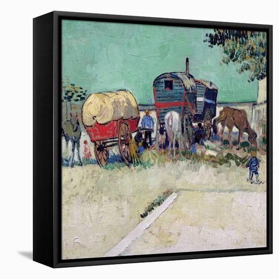 The Caravans, Gypsy Encampment Near Arles, 1888-Vincent van Gogh-Framed Premier Image Canvas