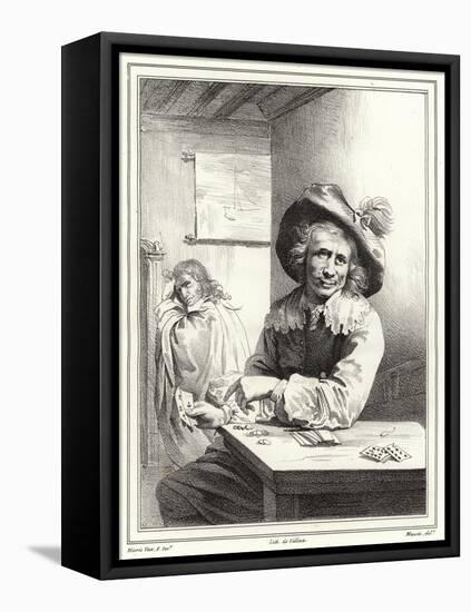 The Card Player-Frans Van Mieris-Framed Premier Image Canvas