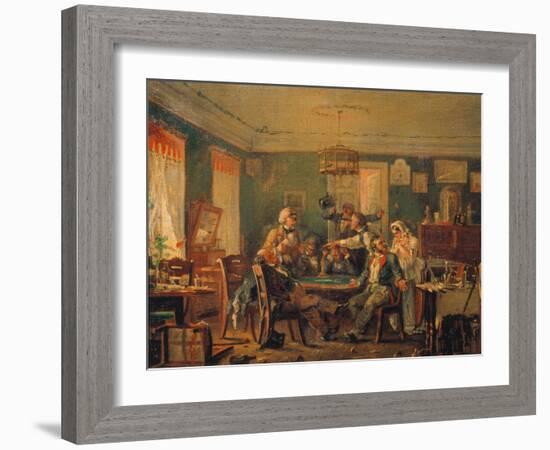 The Card Players, 1850s-Nikolai Petrowitsch Petrow-Framed Giclee Print