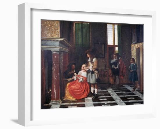 The Card Players, C1663-1665-Pieter de Hooch-Framed Giclee Print