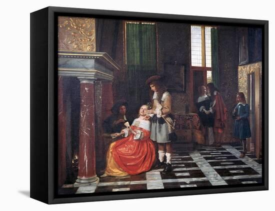 The Card Players, C1663-1665-Pieter de Hooch-Framed Premier Image Canvas